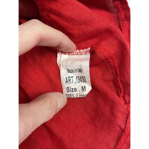 Valentina Naldi Womens size M Red 100% Linen Blouse Ruffles Made in Italy - Picture 6 of 8
